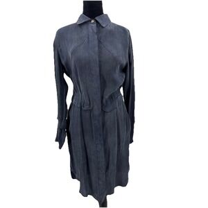 Feral Childe Y2K Cupro Eco‎ Friendly Minimalist Dress sz S Blue Button Up